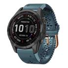 For Garmin Fenix 7S Sapphire Solar 20mm Lady's Silicone Watch Band With Lace Punch(Lake Blue) - 1