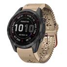 For Garmin Fenix 7S Sapphire Solar 20mm Lady's Silicone Watch Band With Lace Punch(Khaki) - 1