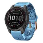 For Garmin Fenix 7S Sapphire Solar 20mm Lady's Silicone Watch Band With Lace Punch(Blue) - 1