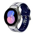 For Samsung Galaxy Watch 5 44mm Curved Texture Silicone Watch Band(White+Blue) - 1