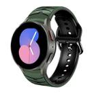 For Samsung Galaxy Watch 5 44mm Curved Texture Silicone Watch Band(Army Green + Black) - 1