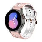 For Samsung Galaxy Watch 5 40mm Curved Texture Silicone Watch Band(Pink+White) - 1