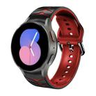 For Samsung Galaxy Watch 5 40mm Curved Texture Silicone Watch Band(Black+Red) - 1