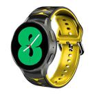 For Samsung Galaxy Watch 4 44mm Curved Texture Silicone Watch Band(Black+Yellow) - 1