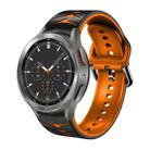 For Samsung  Galaxy Watch 4 Classic 46mm Curved Texture Silicone Watch Band(Black+Orange) - 1