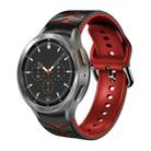 For Samsung  Galaxy Watch 4 Classic 46mm Curved Texture Silicone Watch Band(Black+Red) - 1