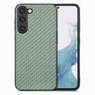 For Samsung Galaxy S23+ 5G Carbon Fiber Texture Leather Back Cover Phone Case(Green) - 1