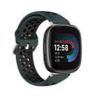 For Fitbit Versa 4 Two-Color Perforated Breathable Silicone Watch Band(Olive Green + Black) - 1