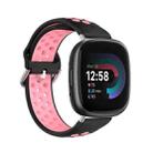 For Fitbit Versa 4 Two-Color Perforated Breathable Silicone Watch Band(Black+Pink) - 1