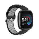 For Fitbit Versa 4 Two-Color Perforated Breathable Silicone Watch Band(Black+Grey) - 1