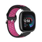 For Fitbit Versa 4 Two-Color Perforated Breathable Silicone Watch Band(Black+Rose Red) - 1