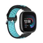 For Fitbit Versa 4 Two-Color Perforated Breathable Silicone Watch Band(Black+Teal) - 1