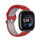 For Fitbit Versa 4 Two-Color Perforated Breathable Silicone Watch Band(Red+Grey) - 1