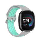 For Fitbit Versa 4 Two-Color Perforated Breathable Silicone Watch Band(Grey+Teal) - 1