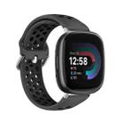 For Fitbit Versa 4 Two-Color Perforated Breathable Silicone Watch Band(Black+Black) - 1