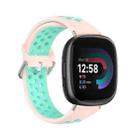 For Fitbit Versa 4 Two-Color Perforated Breathable Silicone Watch Band(Pink+Water Duck) - 1