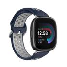 For Fitbit Versa 4 Two-Color Perforated Breathable Silicone Watch Band(Dark Blue+Grey) - 1