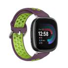 For Fitbit Versa 4 Two-Color Perforated Breathable Silicone Watch Band(Purple+Lime) - 1