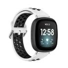 For Fitbit Versa 3 Two-Color Perforated Breathable Silicone Watch Band(White+Black) - 1