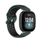For Fitbit Versa 3 Two-Color Perforated Breathable Silicone Watch Band(Olive Green + Black) - 1