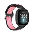 For Fitbit Versa 3 Two-Color Perforated Breathable Silicone Watch Band(Black+Pink) - 1