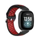 For Fitbit Versa 3 Two-Color Perforated Breathable Silicone Watch Band(Black+Red) - 1