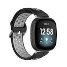 For Fitbit Versa 3 Two-Color Perforated Breathable Silicone Watch Band(Black+Grey) - 1