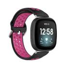 For Fitbit Versa 3 Two-Color Perforated Breathable Silicone Watch Band(Black+Rose Red) - 1