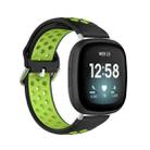 For Fitbit Versa 3 Two-Color Perforated Breathable Silicone Watch Band(Black+Lime) - 1