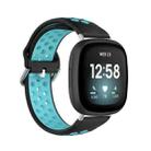 For Fitbit Versa 3 Two-Color Perforated Breathable Silicone Watch Band(Black+Teal) - 1