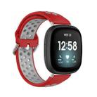 For Fitbit Versa 3 Two-Color Perforated Breathable Silicone Watch Band(Red+Grey) - 1