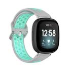 For Fitbit Versa 3 Two-Color Perforated Breathable Silicone Watch Band(Grey+Teal) - 1