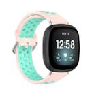 For Fitbit Versa 3 Two-Color Perforated Breathable Silicone Watch Band(Pink+Water Duck) - 1
