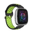 For Fitbit Sense 2 Two-Color Perforated Breathable Silicone Watch Band(Black+Lime) - 1