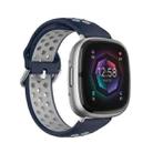 For Fitbit Sense 2 Two-Color Perforated Breathable Silicone Watch Band(Dark Blue+Grey) - 1