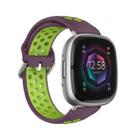 For Fitbit Sense 2 Two-Color Perforated Breathable Silicone Watch Band(Purple+Lime) - 1