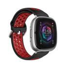 For Fitbit Sense Two-Color Perforated Breathable Silicone Watch Band(Black+Red) - 1
