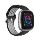 For Fitbit Sense Two-Color Perforated Breathable Silicone Watch Band(Black+Grey) - 1