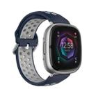 For Fitbit Sense Two-Color Perforated Breathable Silicone Watch Band(Dark Blue+Grey) - 1