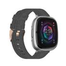 For Fitbit Sense Nylon Weave Canvas Watch Band(Dark Grey) - 1