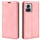 For Motorola Moto X30 Pro Retro-skin Magnetic Suction Leather Phone Case(Pink) - 1