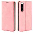 For Sony Xperia 5 IV Retro-skin Magnetic Suction Leather Phone Case(Pink) - 1