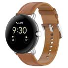 For Google Pixel Watch Leather Embossed Sewing Watch Band(Light Brown) - 1