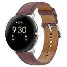 For Google Pixel Watch Leather Embossed Sewing Watch Band(Dark Brown) - 1