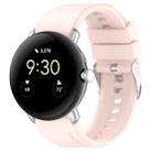 For Google Pixel Watch Metal Connector + Solid Color Silicone Watch Band(Pink) - 1