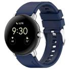 For Google Pixel Watch Metal Connector + Solid Color Silicone Watch Band(Dark Blue) - 1