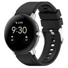 For Google Pixel Watch Metal Connector + Solid Color Silicone Watch Band(Black) - 1