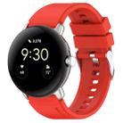 For Google Pixel Watch Metal Connector + Solid Color Silicone Watch Band(Red) - 1