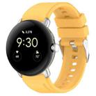 For Google Pixel Watch Metal Connector + Solid Color Silicone Watch Band(Yellow) - 1