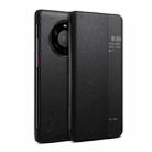 For Huawei Mate 40 Suteni Genuine Leather Side Window View Smart Phone Case(Black) - 1